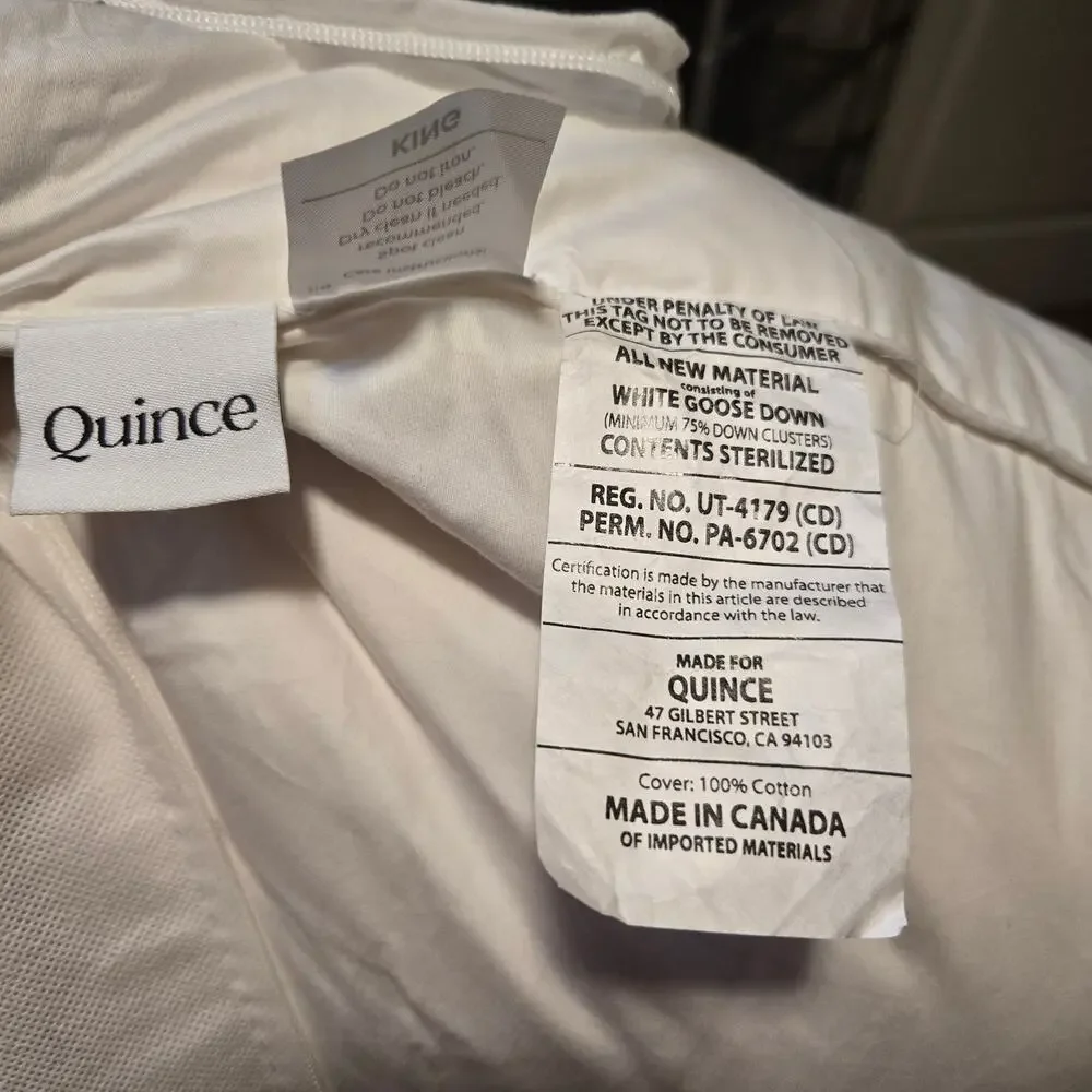 NEW Quince Luxe Goose Down King Pillow Firm/ Extra Firm